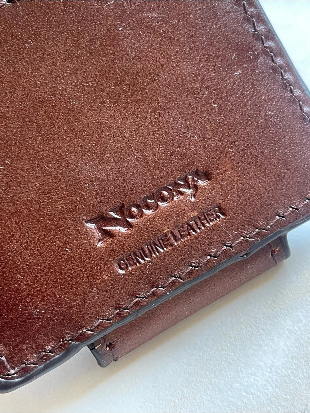 Nocona Men’s Red and Brown Floral Tooled Leather Magnetic Money Clip Wallet